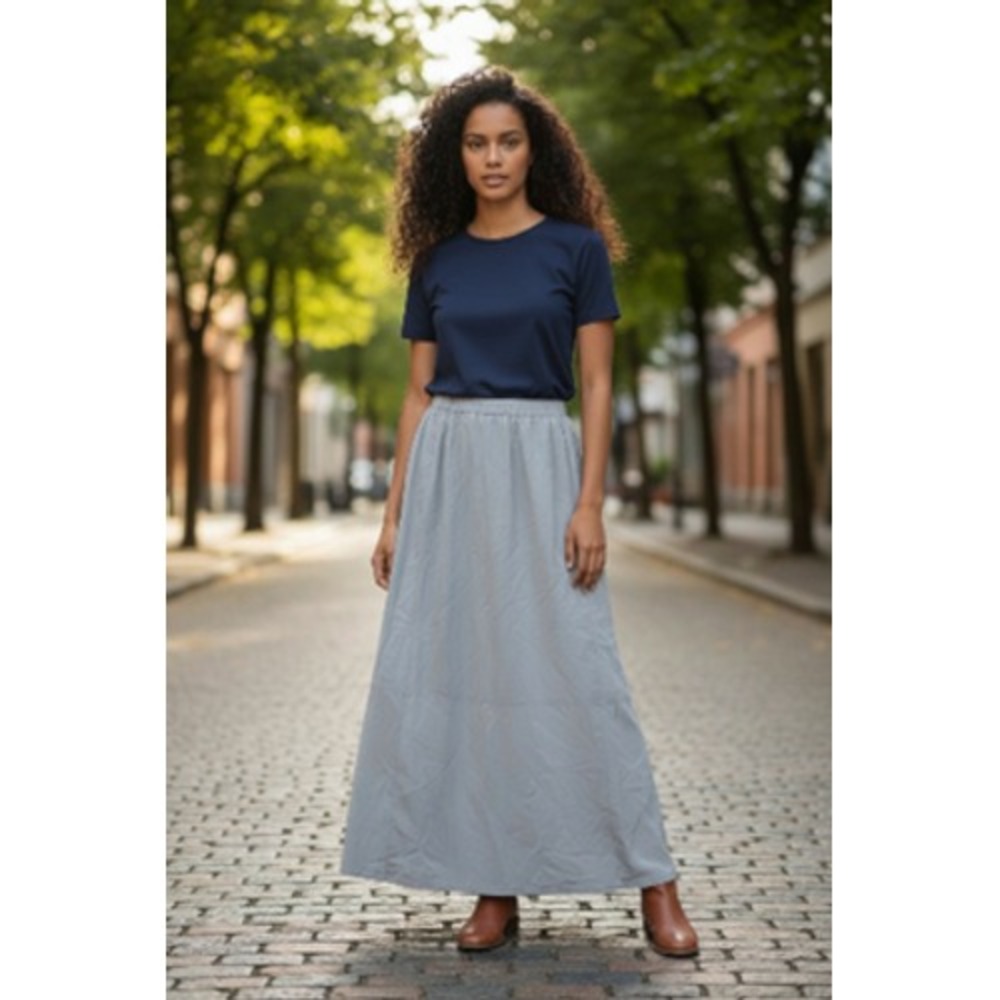 Diane Gilman Maxi Skirt Womens Medium Gray Silk Satin Long Slit NWT